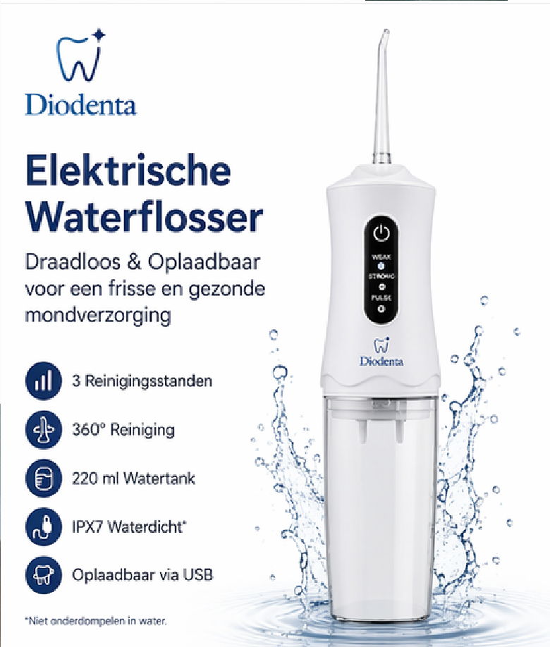 Diodenta elektrische waterflosser voor dagelijkse mondverzorging