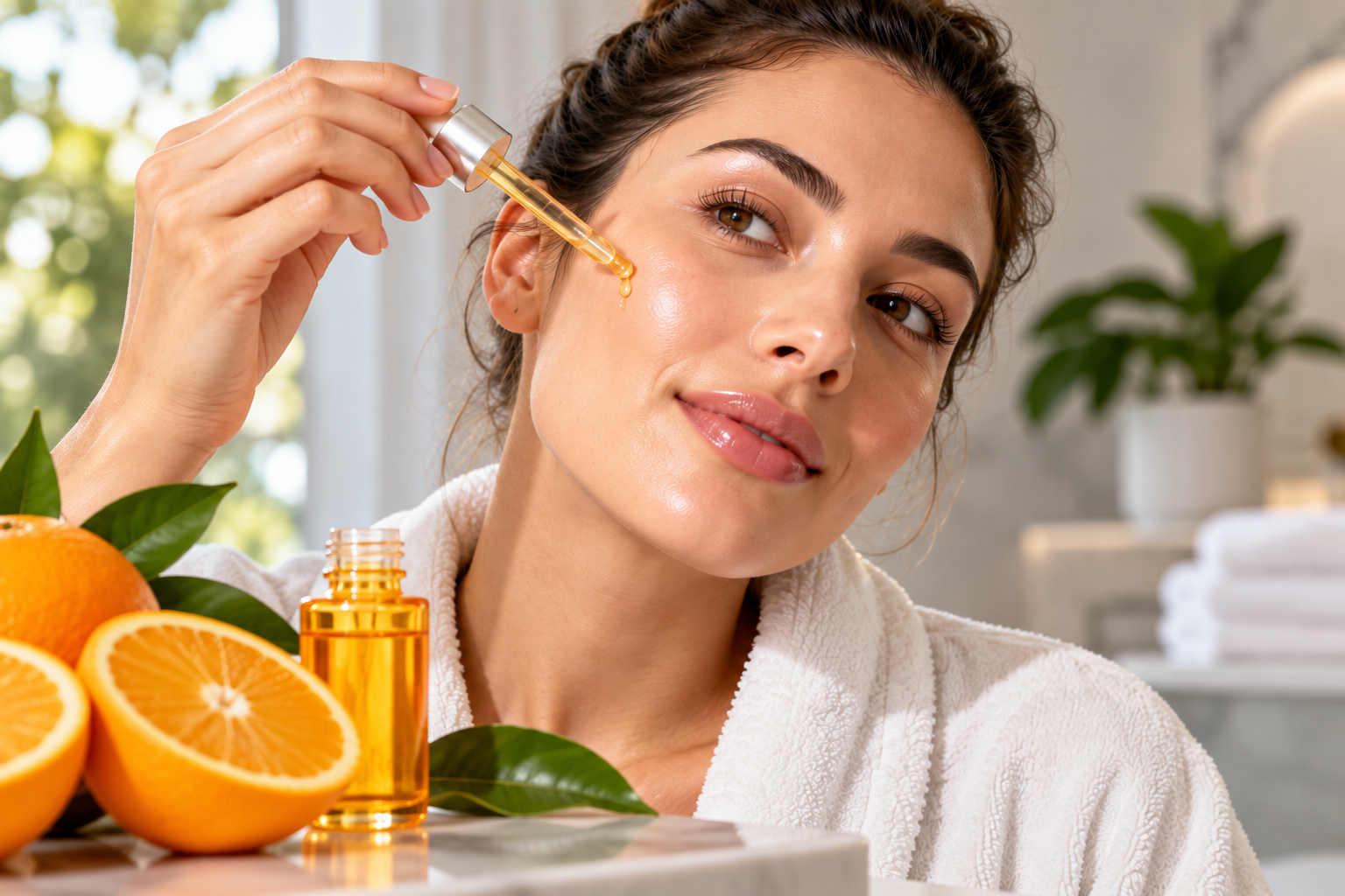 Vitamine C serum voor de huid in een dagelijkse huidverzorgingsroutine
