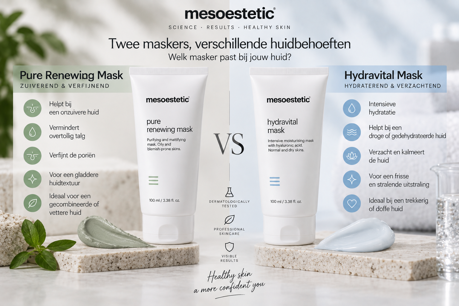 Mesoestetic Pure Renewing Mask vs Hydravital Mask