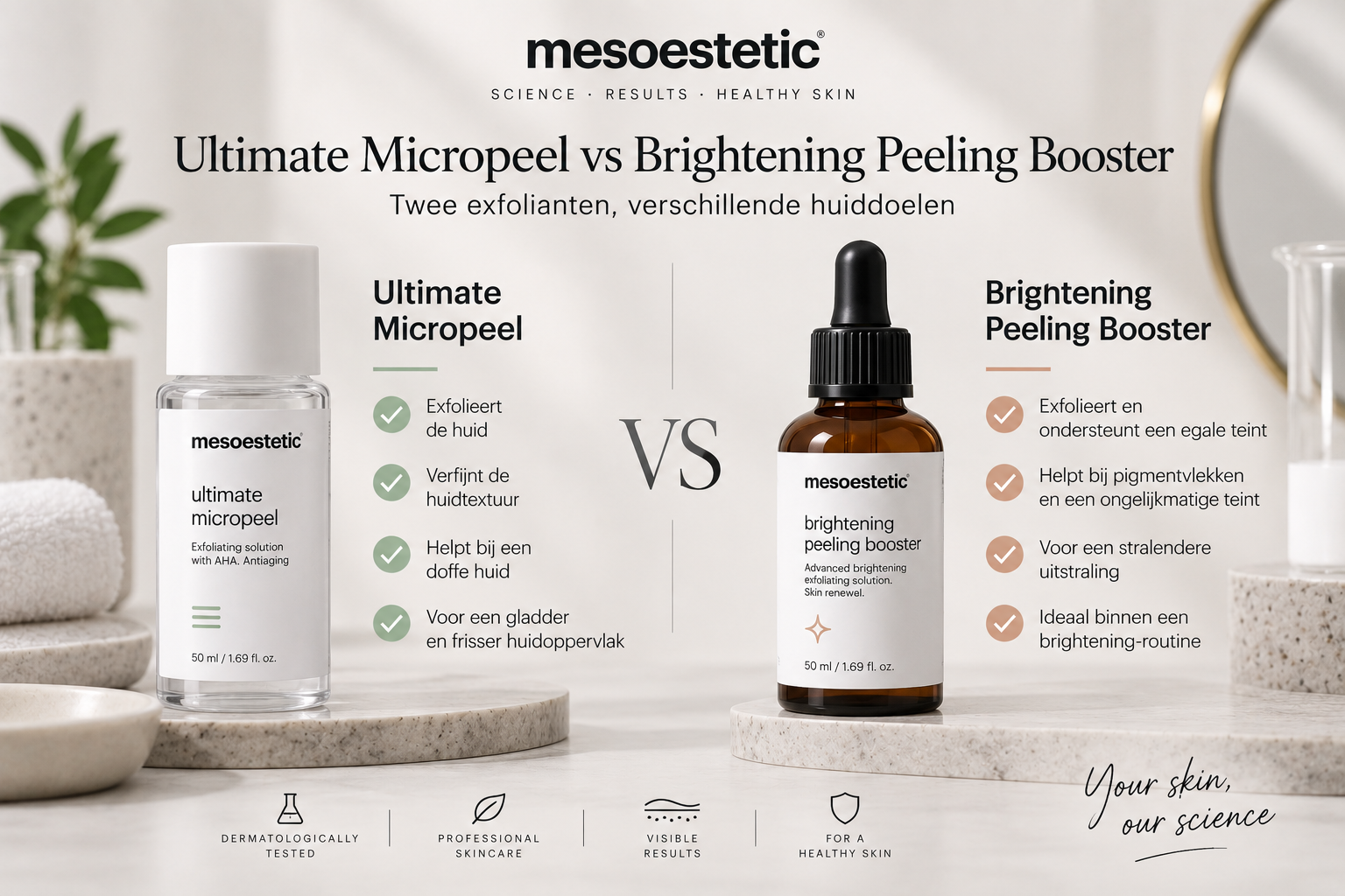 Mesoestetic Ultimate Micropeel vs Brightening Peeling Booster