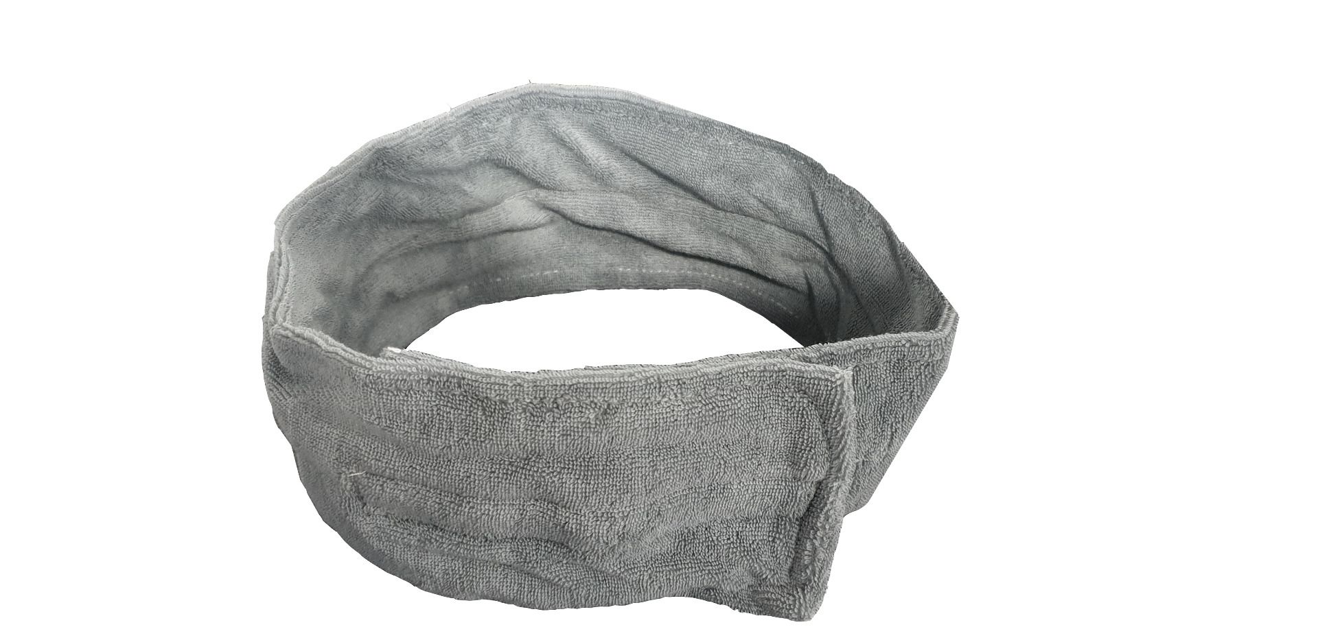 Grijze Terry badstof bandeau met klittenbandsluiting voor gezichtsbehandelingen in de salon