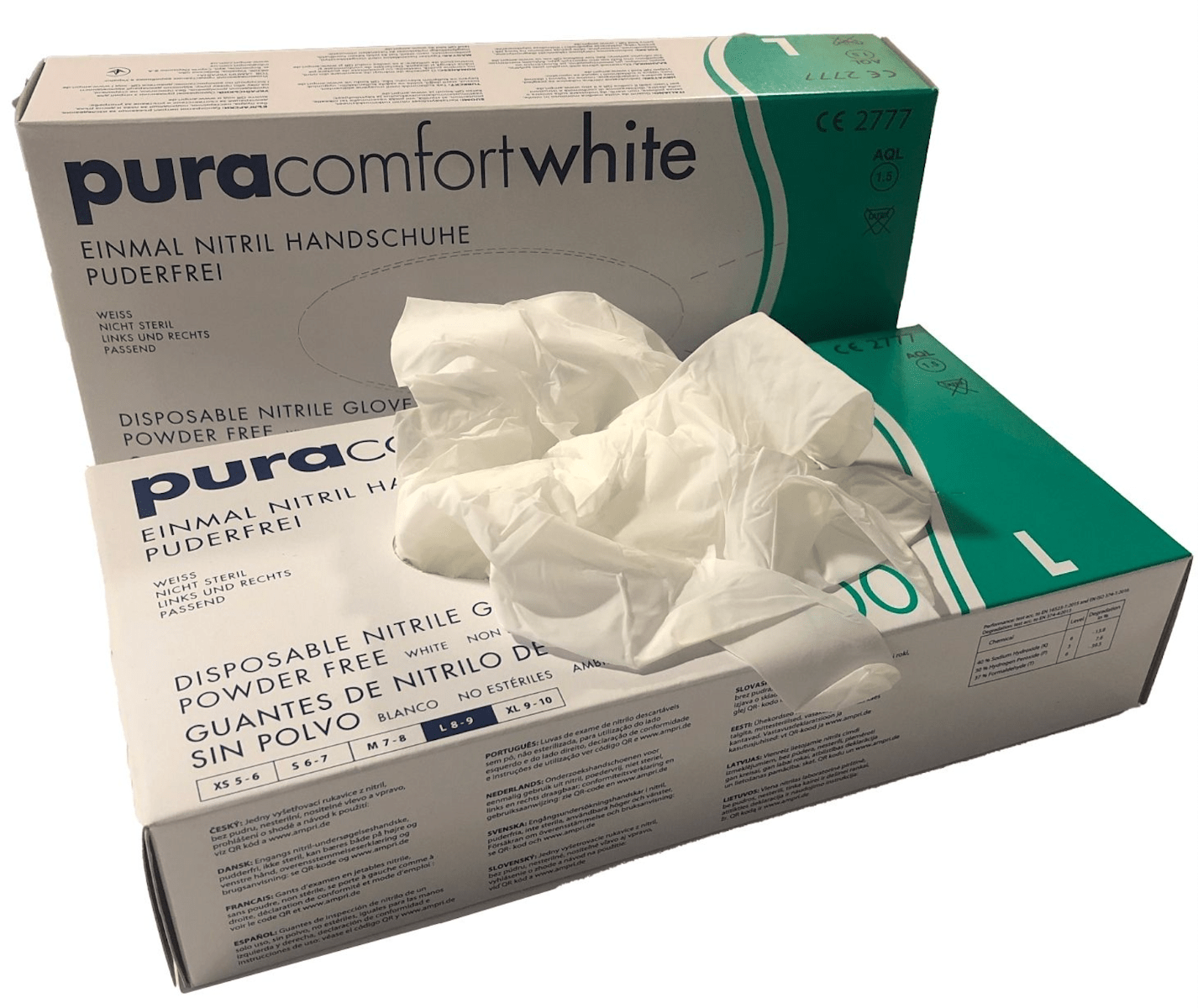 Pura Comfort Nitril Handschoenen Poedervrij 100 Stuks Maat L, verpakking