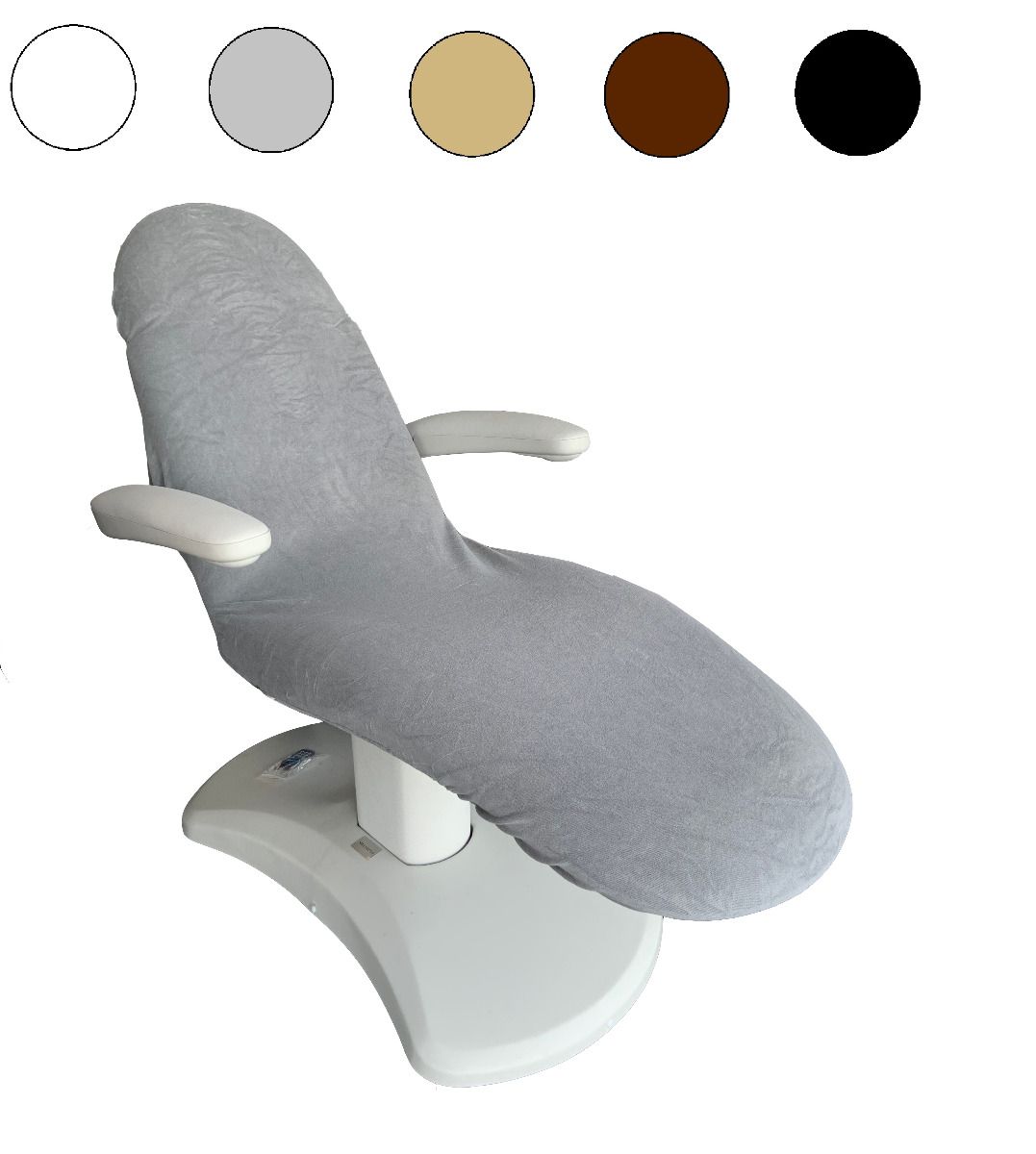 Witte universele stoelhoes Standaard op een behandelstoel, geschikt voor liggedeelte van 175-195 cm lengte en 40-65 cm breedte