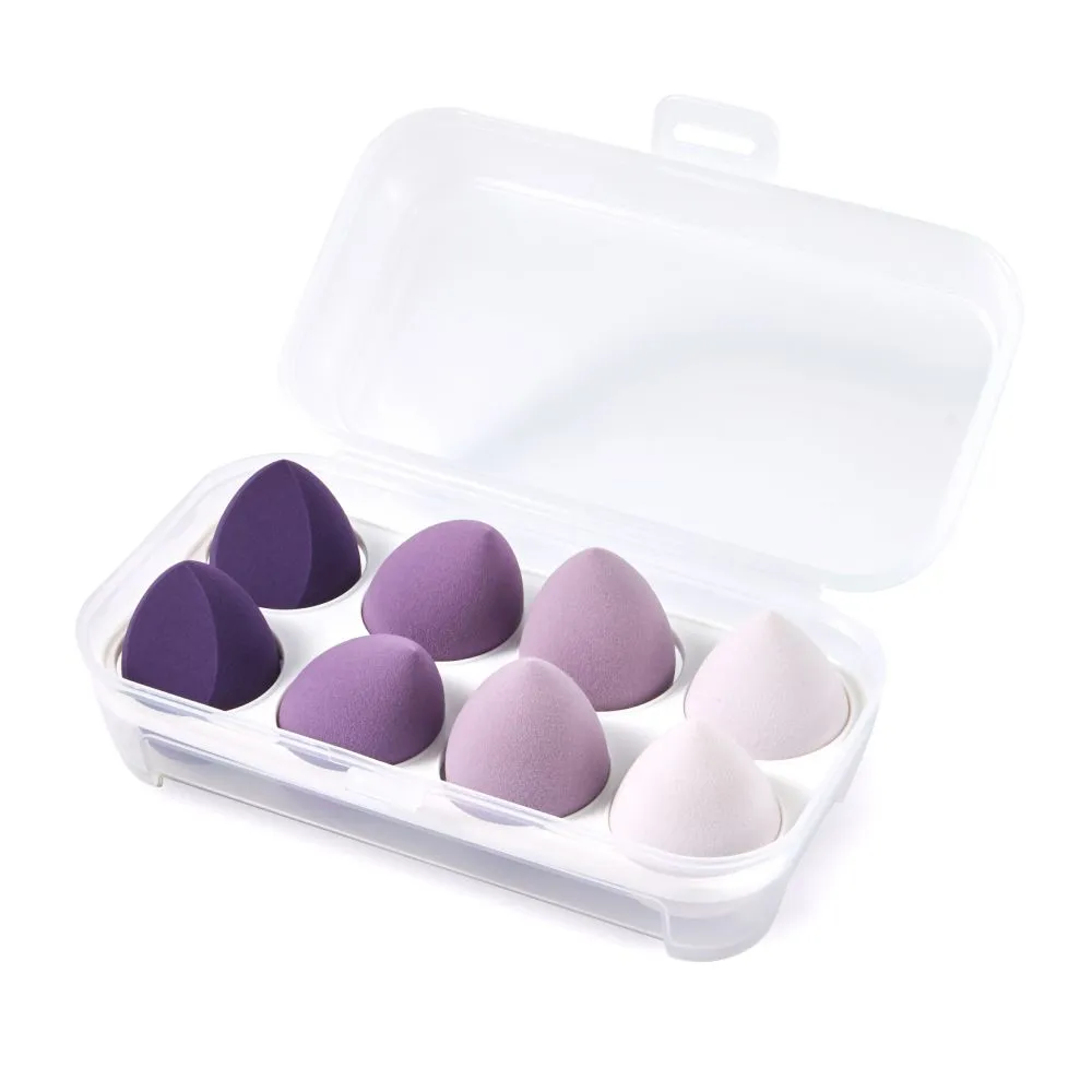 Paarse beauty blending sponsjes 8 stuks voor make-up