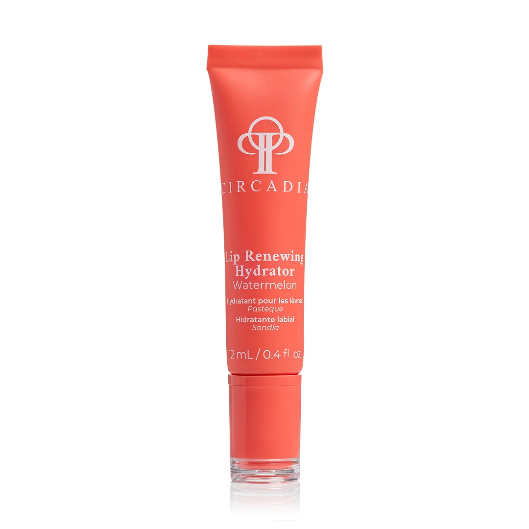 Tube Circadia Lip Renewing Hydrator – Watermelon 12 ml met roze dop en witte verpakking.