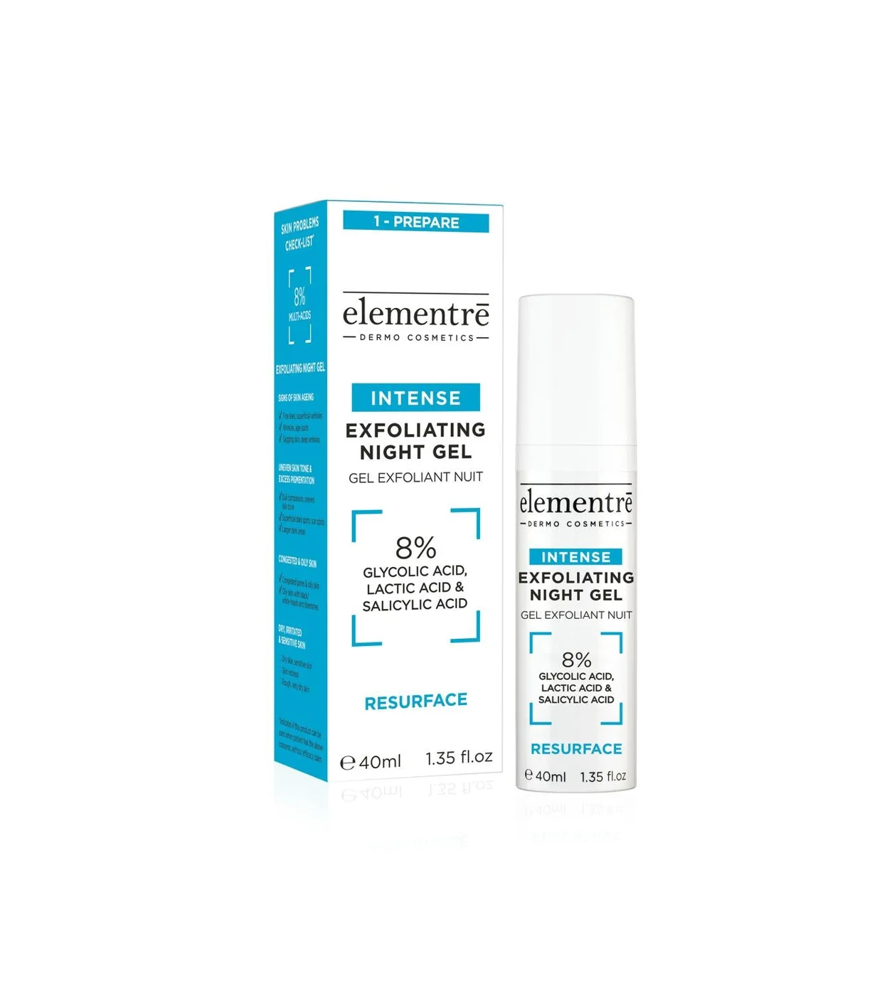 elementrē Exfoliating Night Gel 8% 40 ml